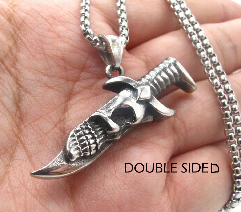 Men's Punk Stainless Steel Charming Long Chain Necklace Cross Animal Head Knife  Skull Pendant High Quality Birthday Jewelry Gift - AliExpress